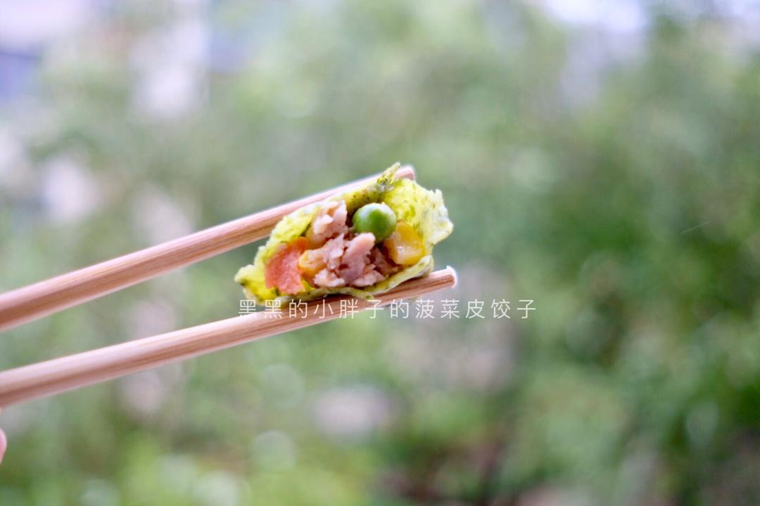 看得见菠菜的菠菜皮虾仁鲜肉杂菜蒸饺子