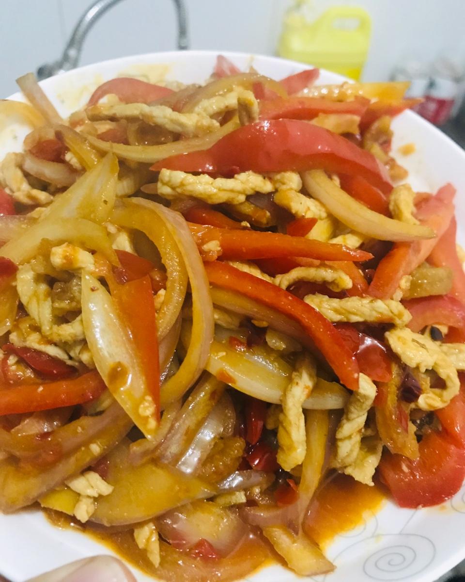 洋葱青椒炒肉丝