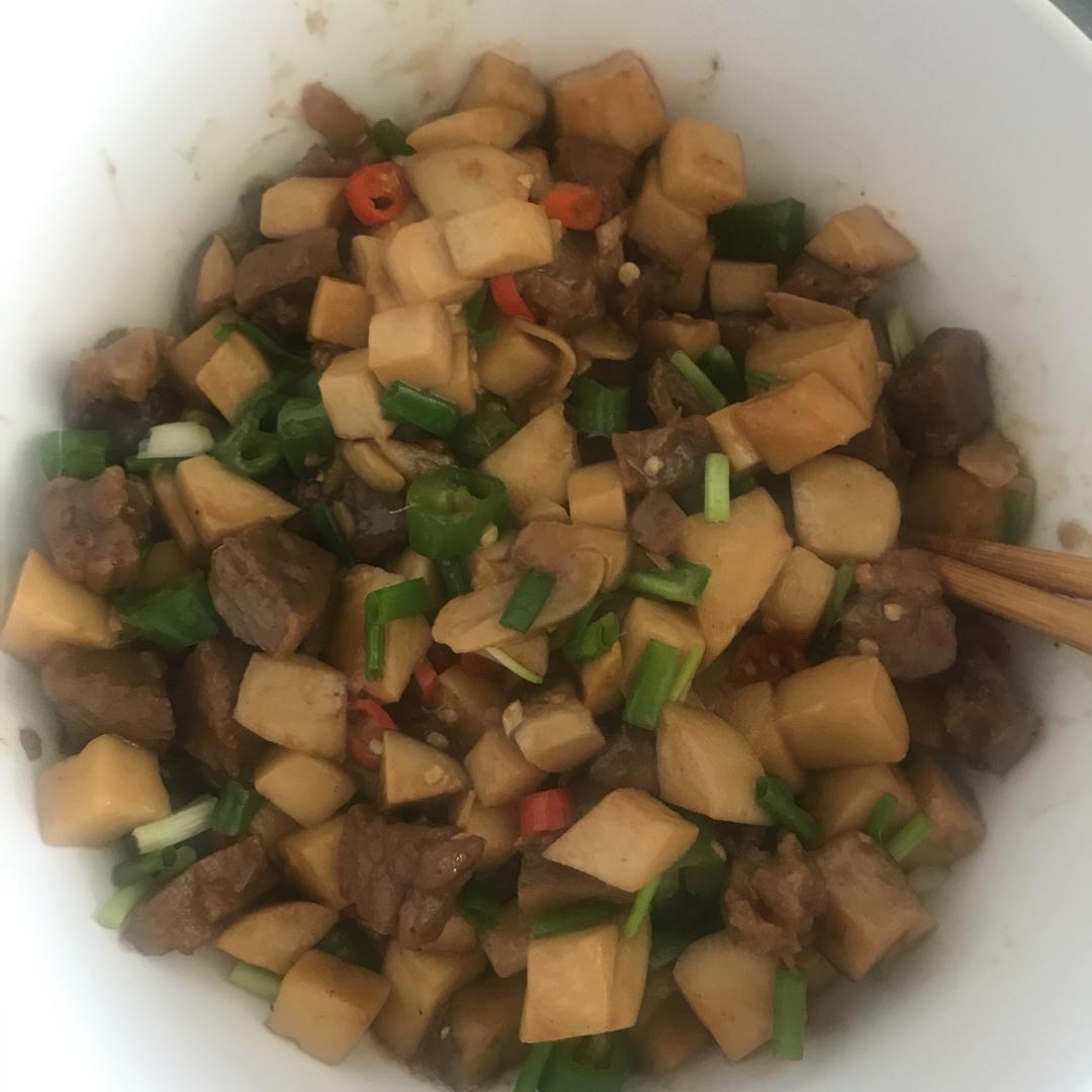 家常菜~杏鲍菇烧牛肉粒