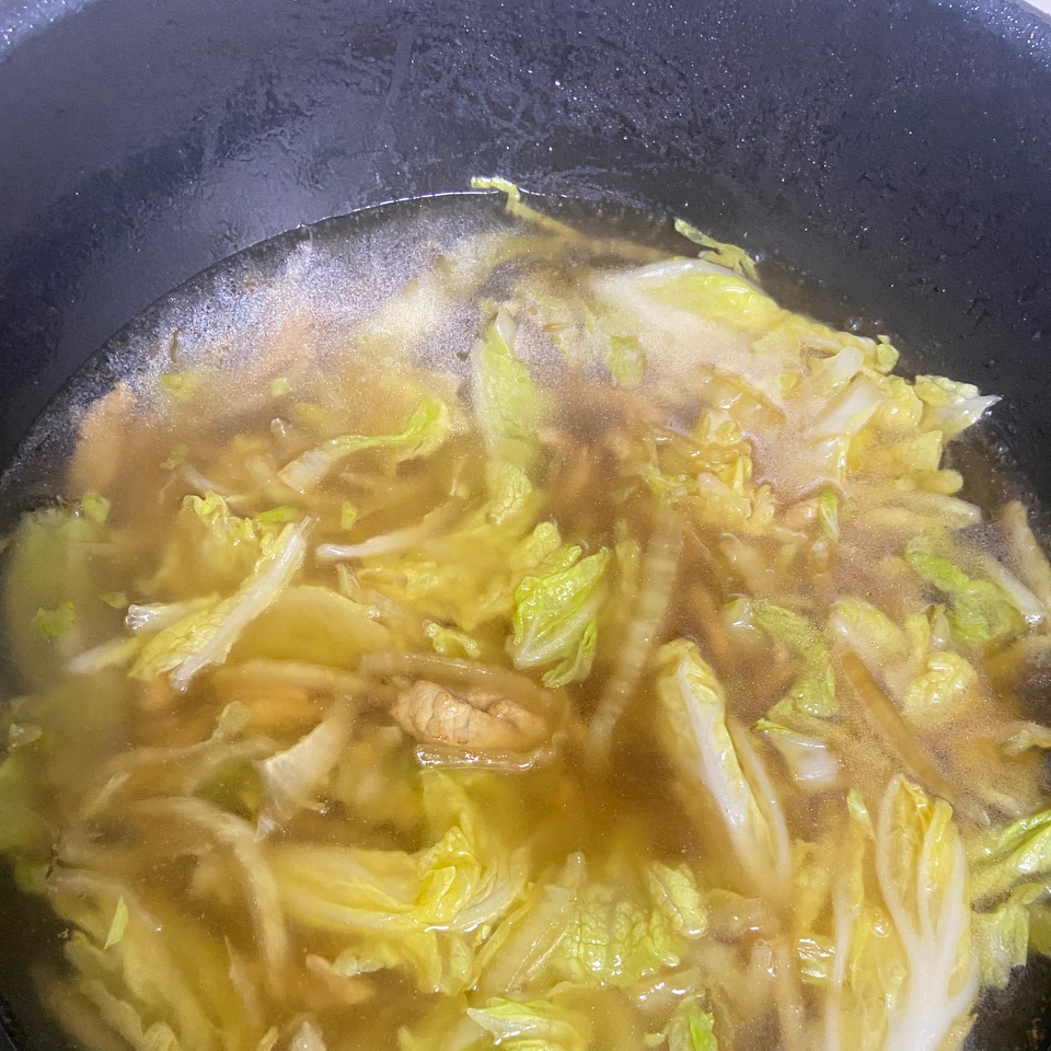 白菜肉丝炝锅面的做法 步骤6