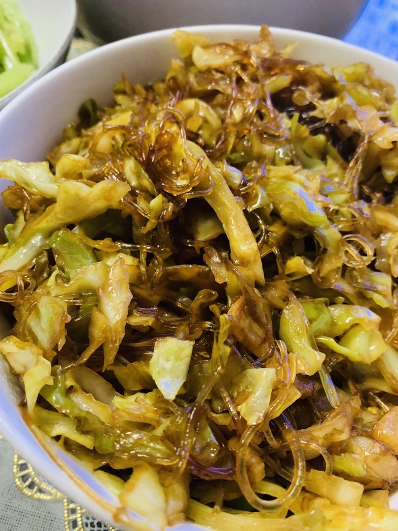 快手家常菜—粉丝炒包菜