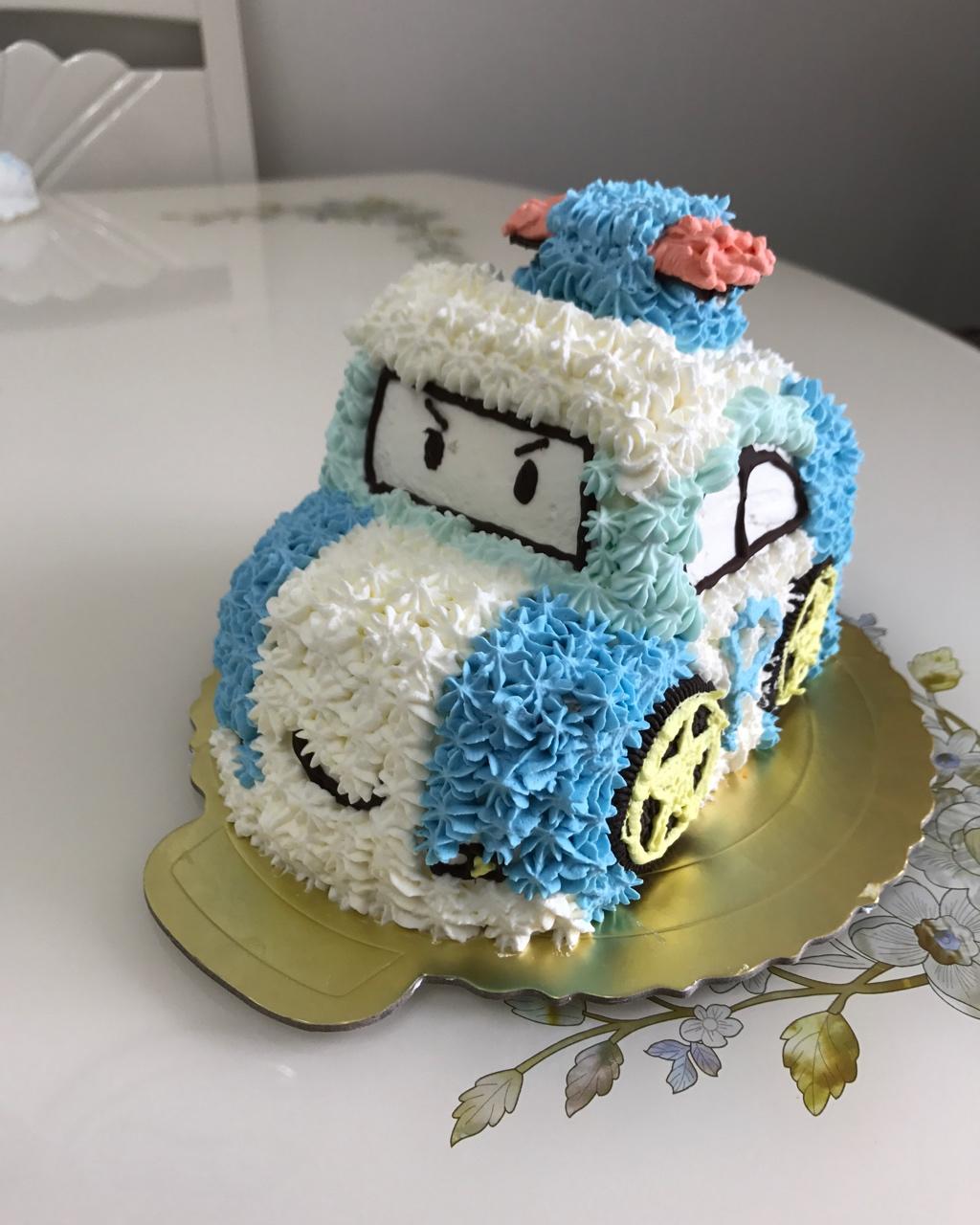 防风-做的警车珀利(poli)小汽车蛋糕