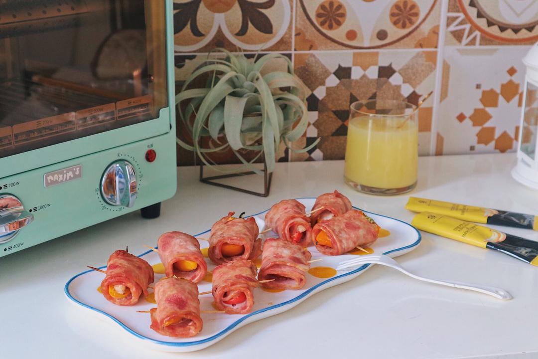 低碳甜椒鸡胸培根卷