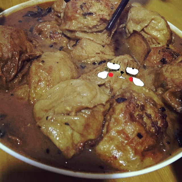 红烧油面筋塞肉