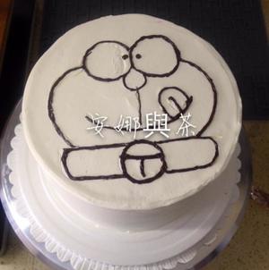 哆啦A梦蓝胖子卡通裱花蛋糕的做法 步骤3