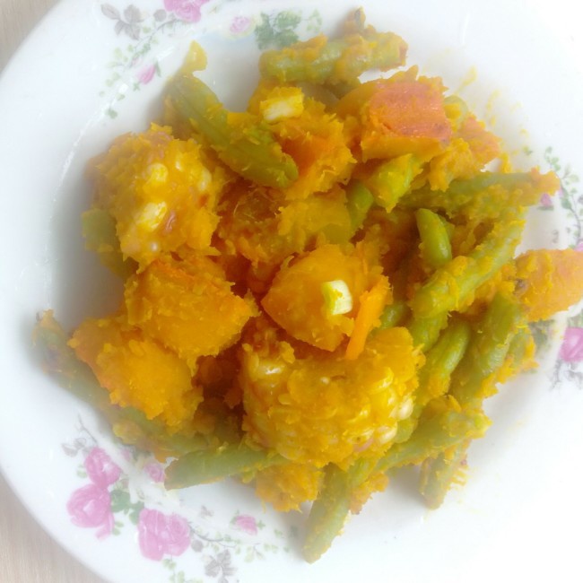 南瓜炖豆角
