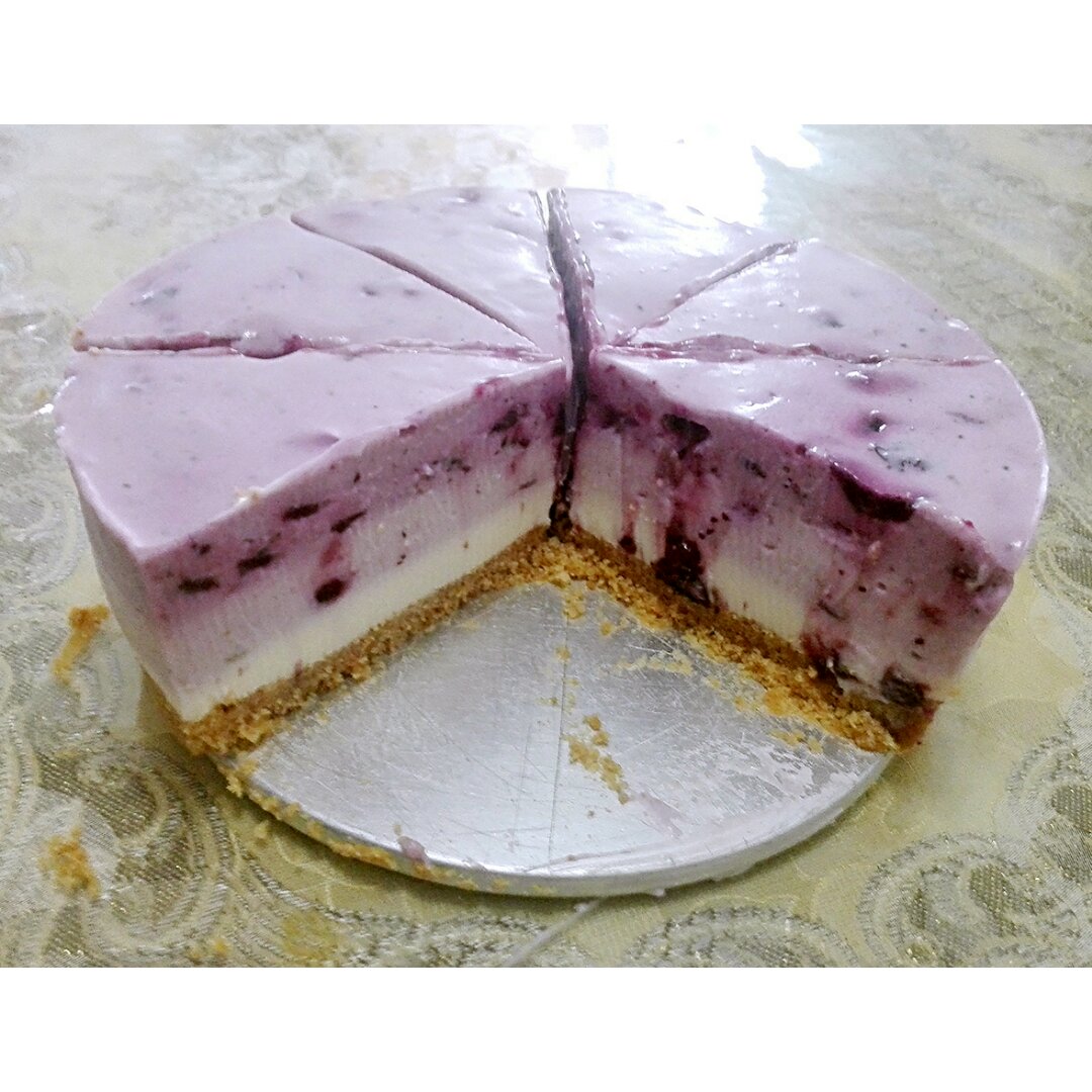 渐变蓝莓冻芝士蛋糕（免烤）