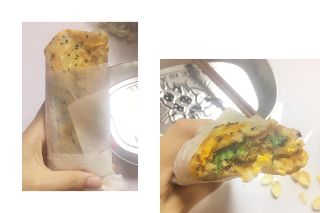 家庭版煎饼果子---快手健康早餐，利用家里现有材料