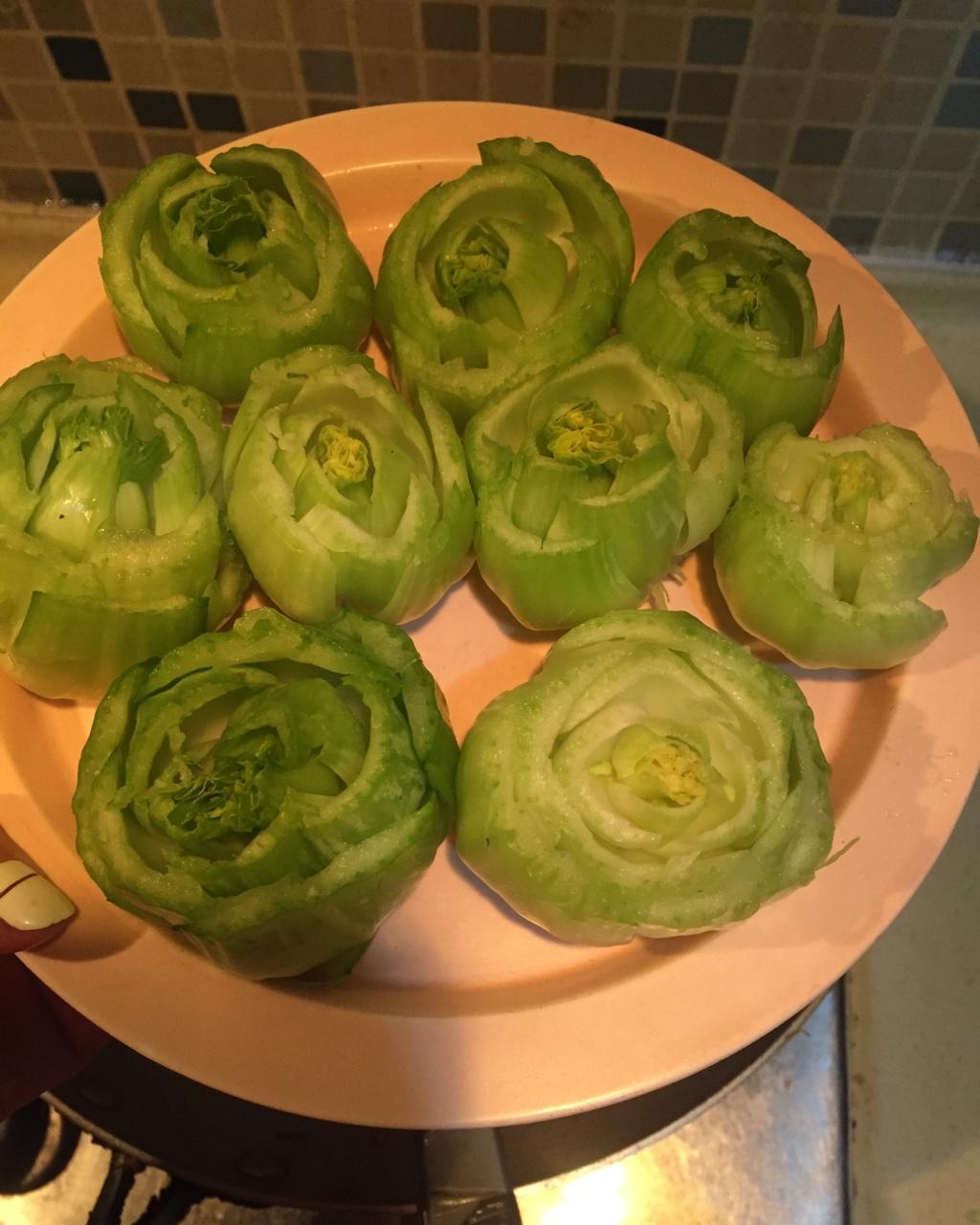 cooky_ml做的上海青玫瑰花(创意小盘饰の七)