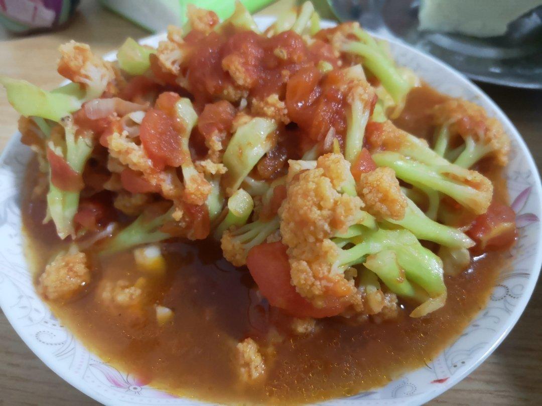 有机花菜炒西红柿