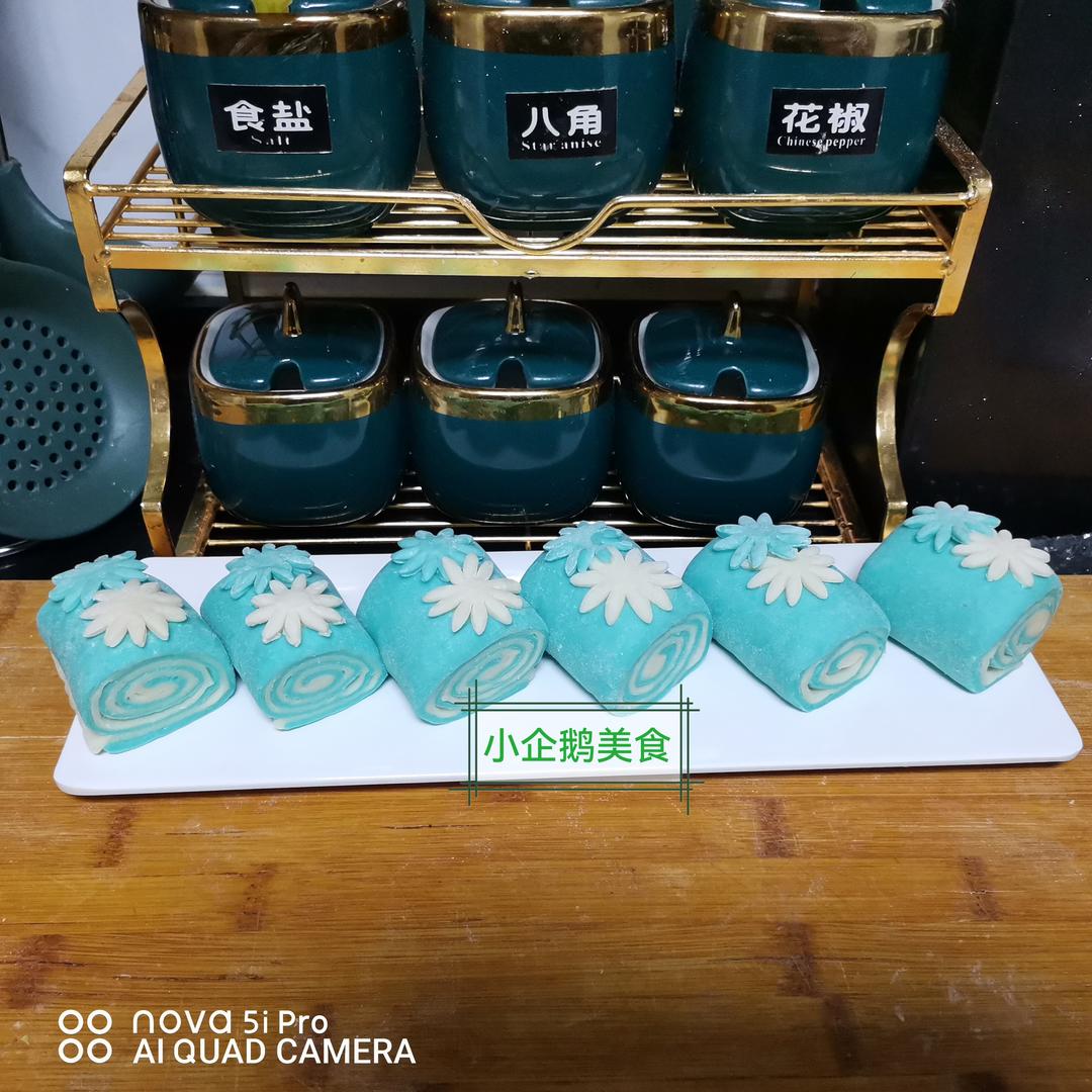 原创.青花瓷牡丹花馒头
