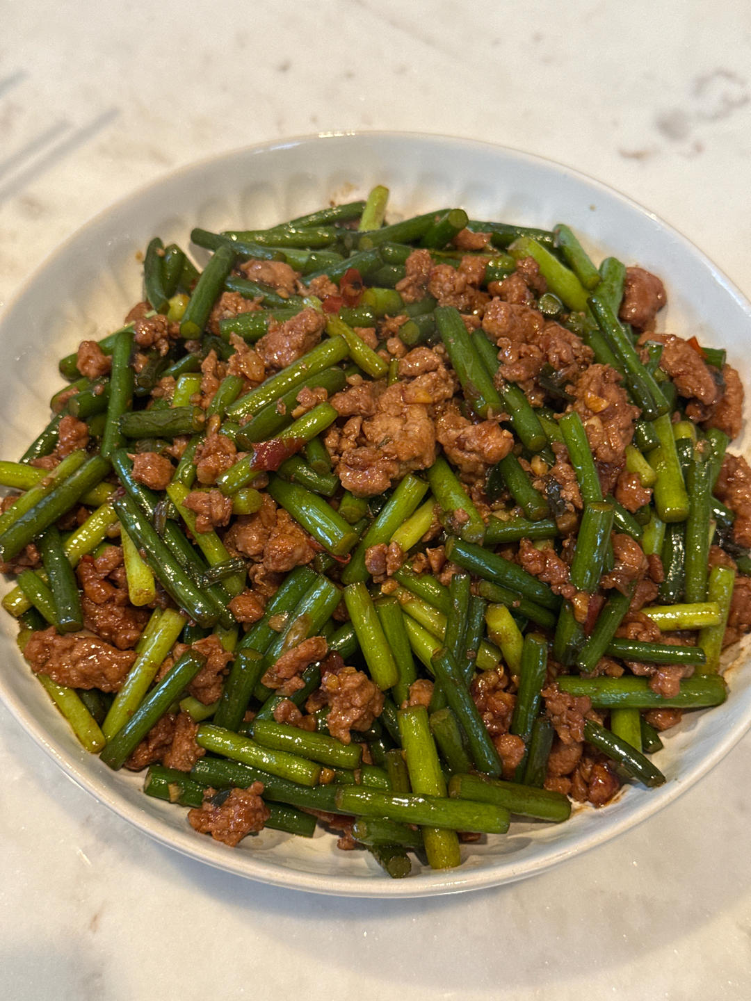 蒜苔炒肉末，三碗米饭都不够吃