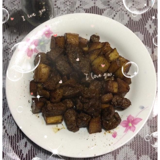 黑胡椒杏鲍菇牛肉粒