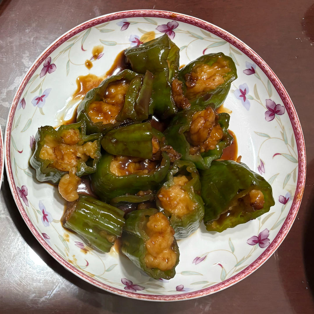 年夜菜不可少的青椒酿虾滑！杠杠的好吃