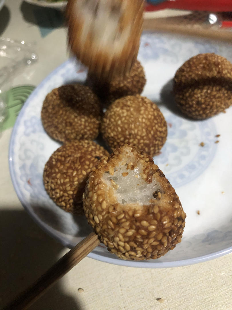 快手早餐👉酥脆香甜软糯的空心麻圆🍡