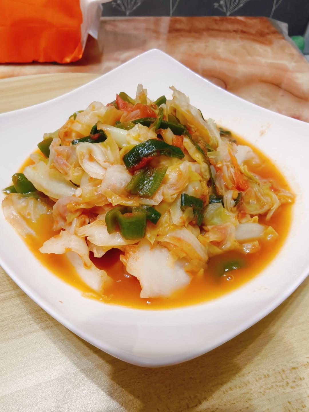 西红柿炒洋白菜