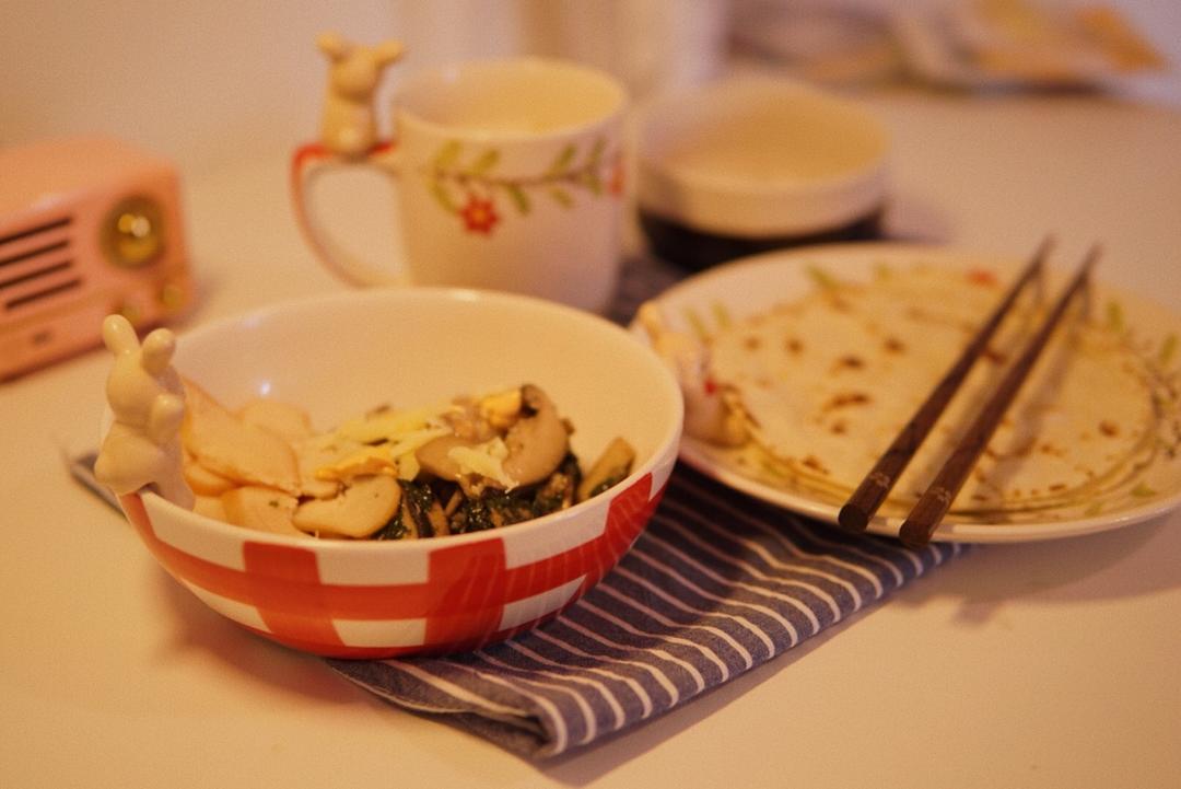 快手卷饼早午餐组合-烟熏鸡肉紫苏蘑菇【食材包操作说明】