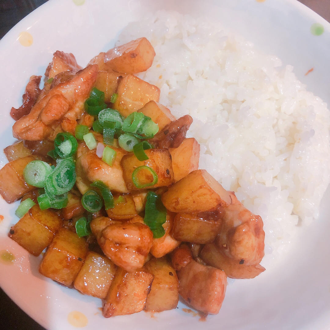 盖浇饭 好吃到连盆都舔干净了土豆鸡肉盖饭 角骆生物做的好吃到连盆都