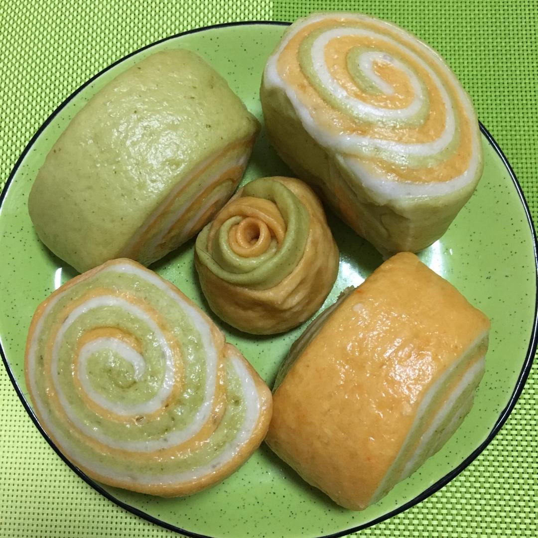 三色花样馒头