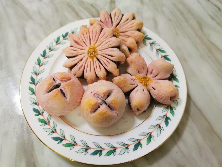 绿豆沙馅桃花酥