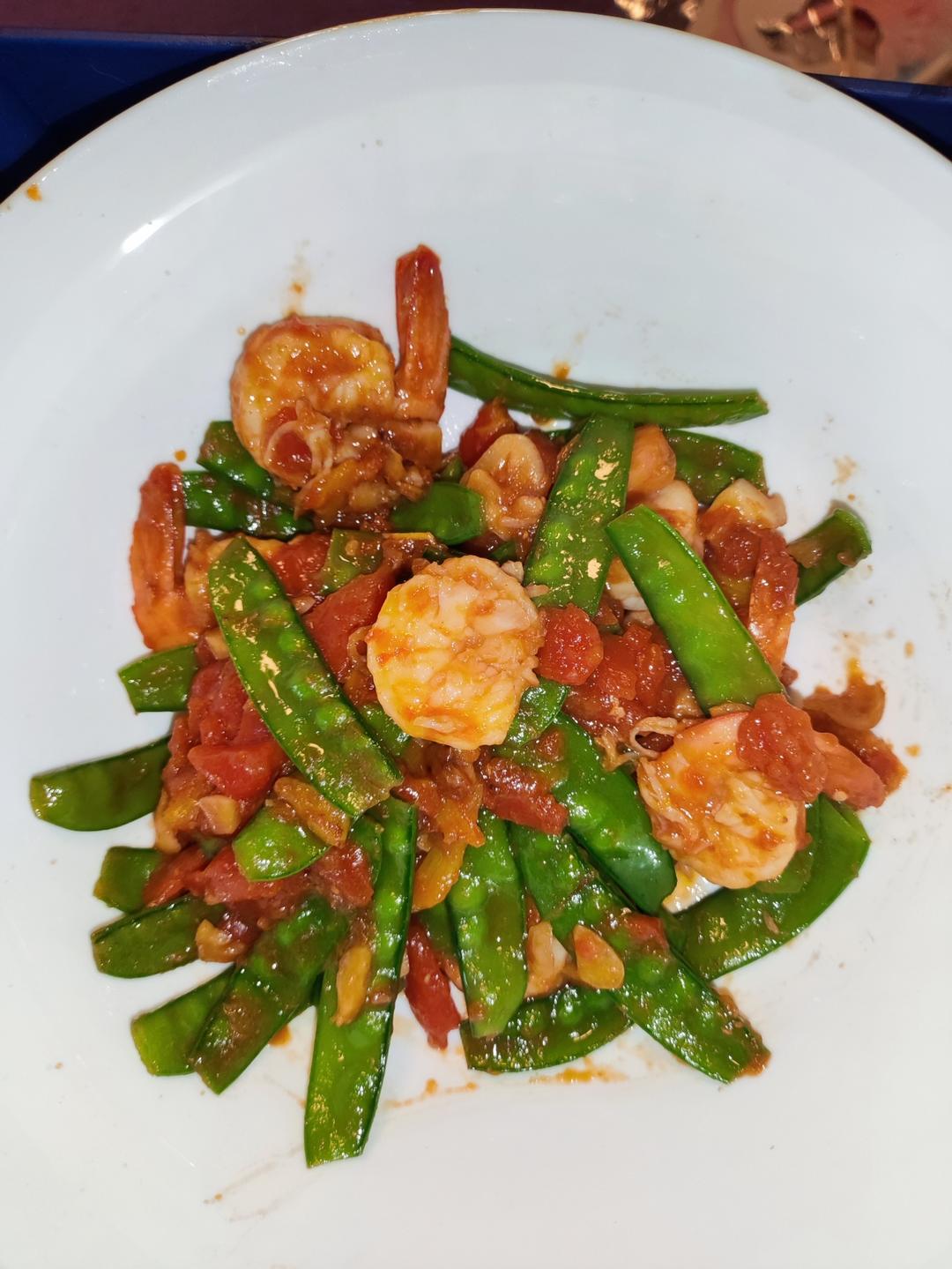 虾仁炒荷兰豆什锦