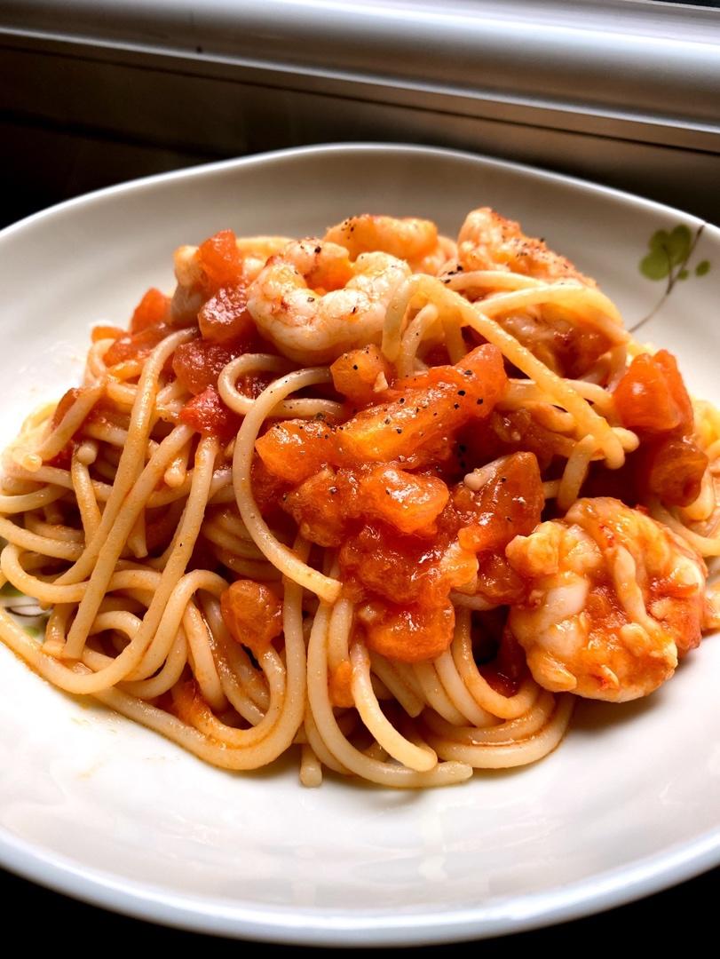 方便又贼好吃の番茄虾仁意面🍝