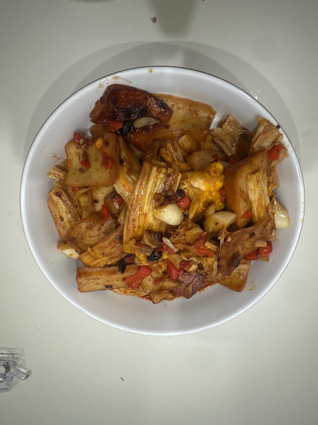 焖炒腐竹煎蛋