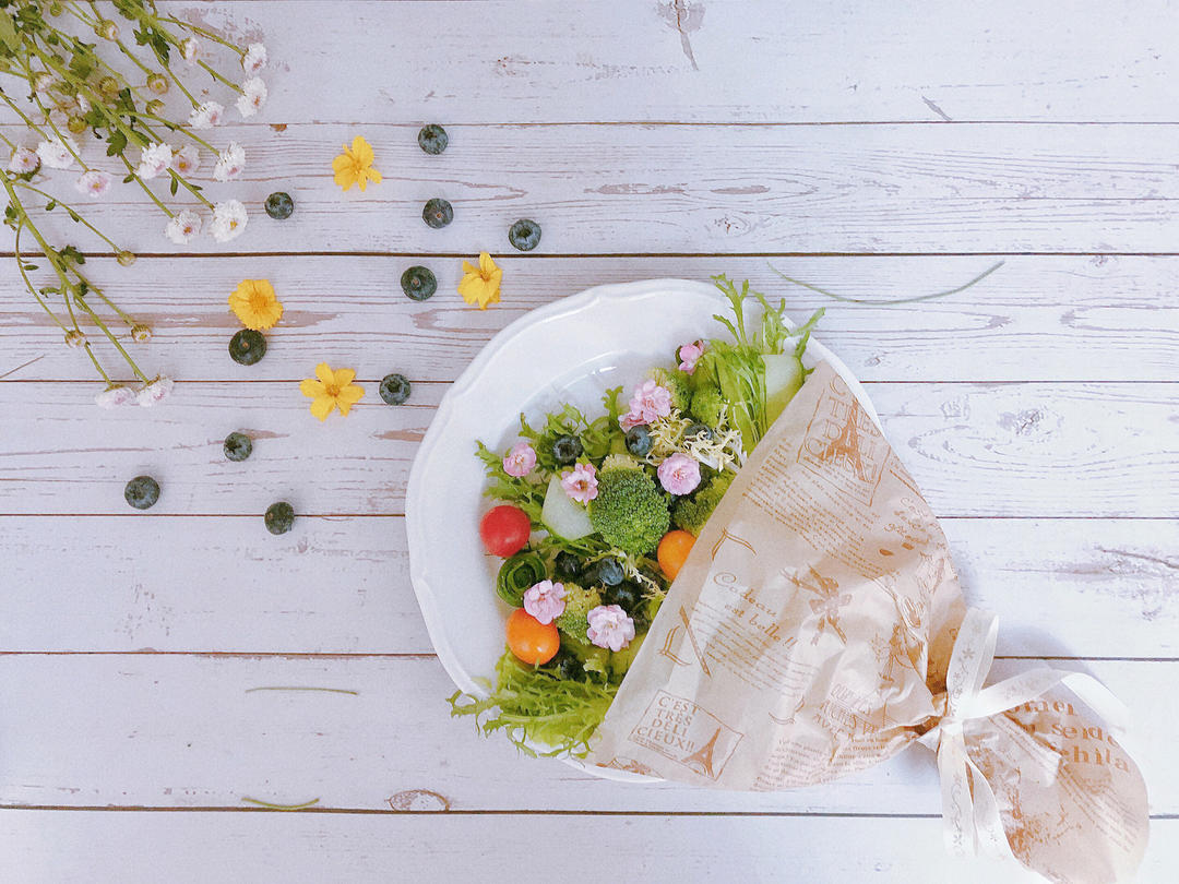 🌸花开富贵∣时蔬玫瑰花朵沙拉🌸