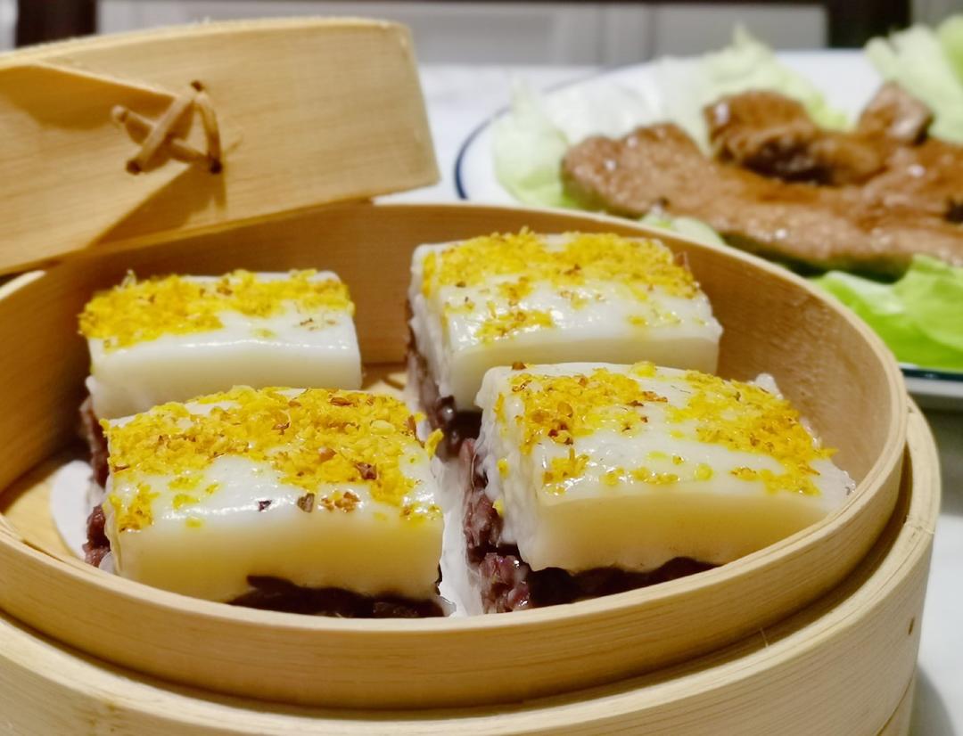 无烤箱也甜点 | 香甜不腻口的桂花红豆糕