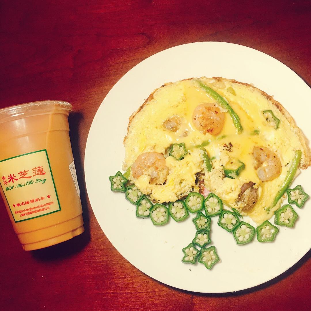 芦笋虾仁早餐蛋饼