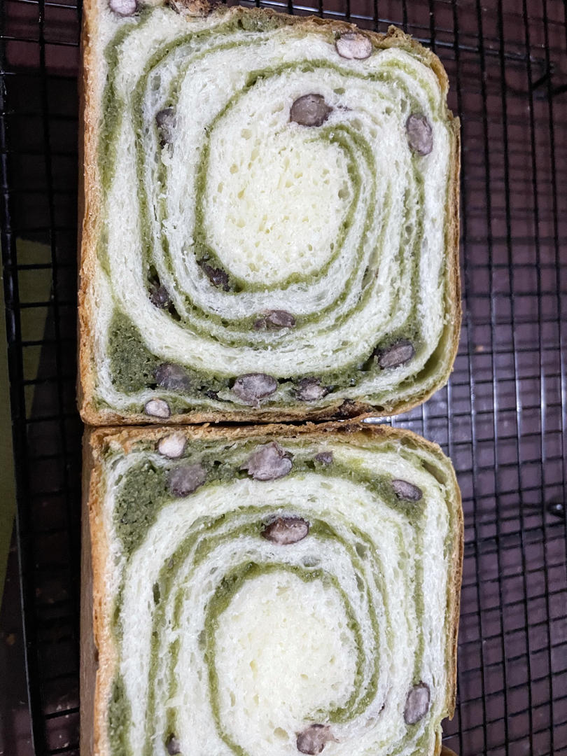 抹茶红豆馅吐司