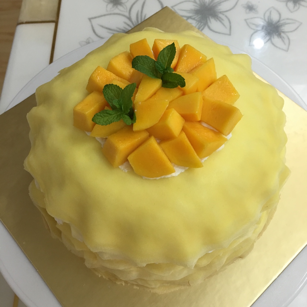如岩宝贝做的芒果千层蛋糕