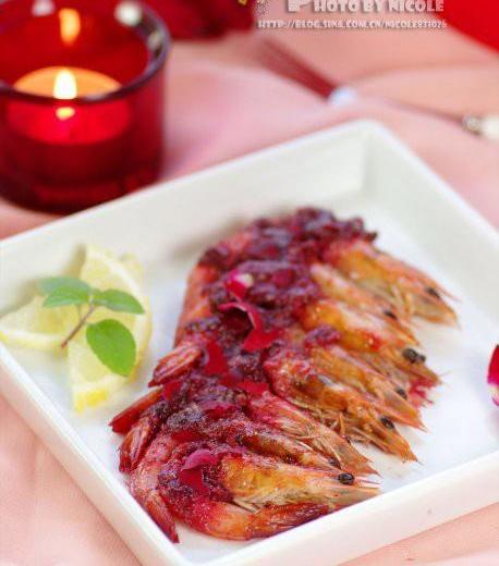 玫瑰酱烤虾的做法