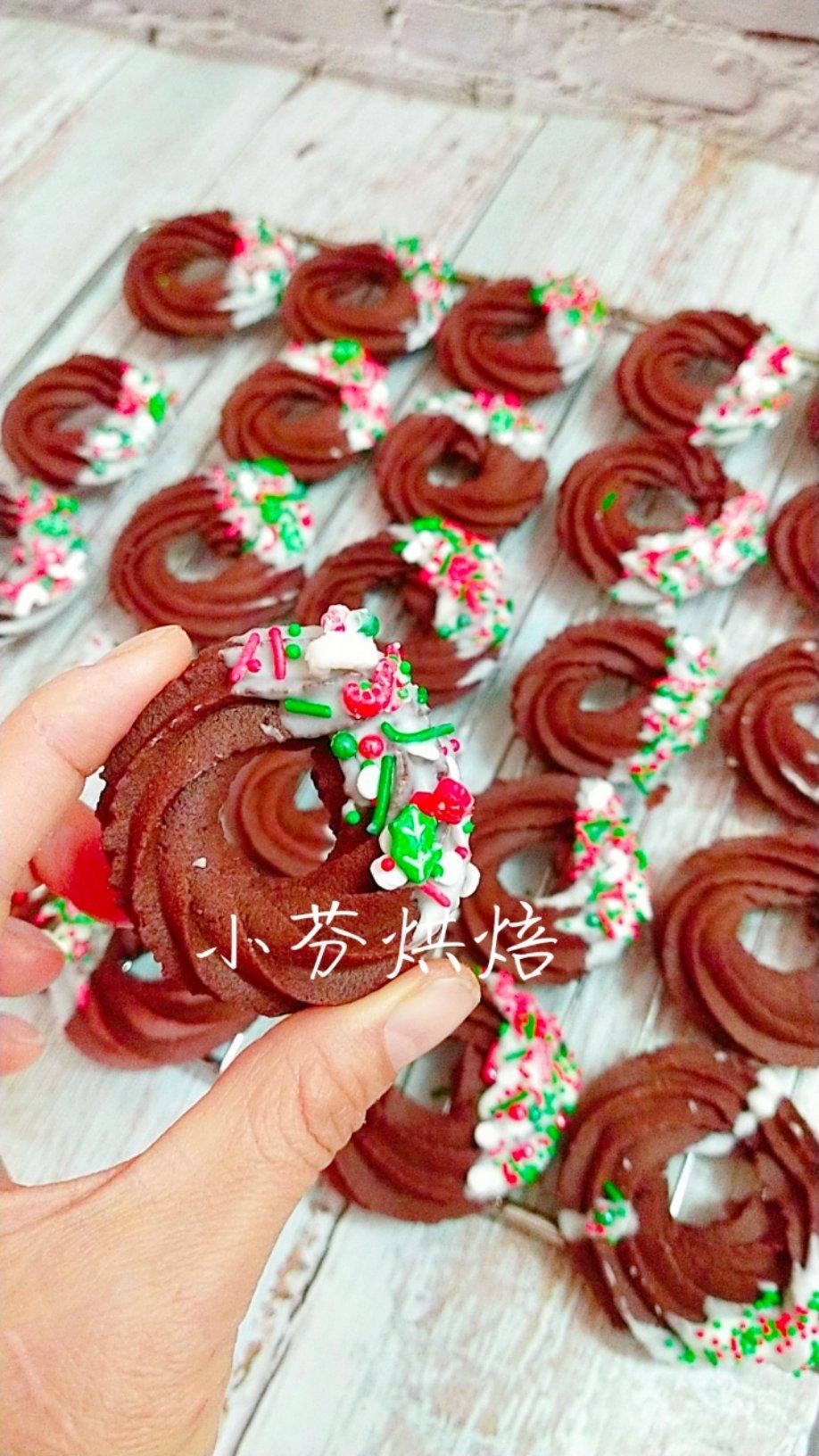 圣诞🎄可可花环曲奇|完美下午茶的首选甜点