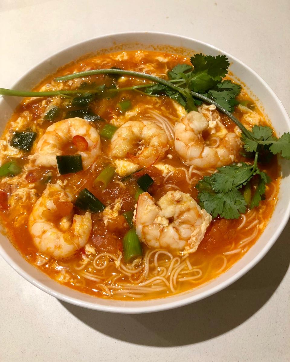 鲜虾番茄鸡蛋面
