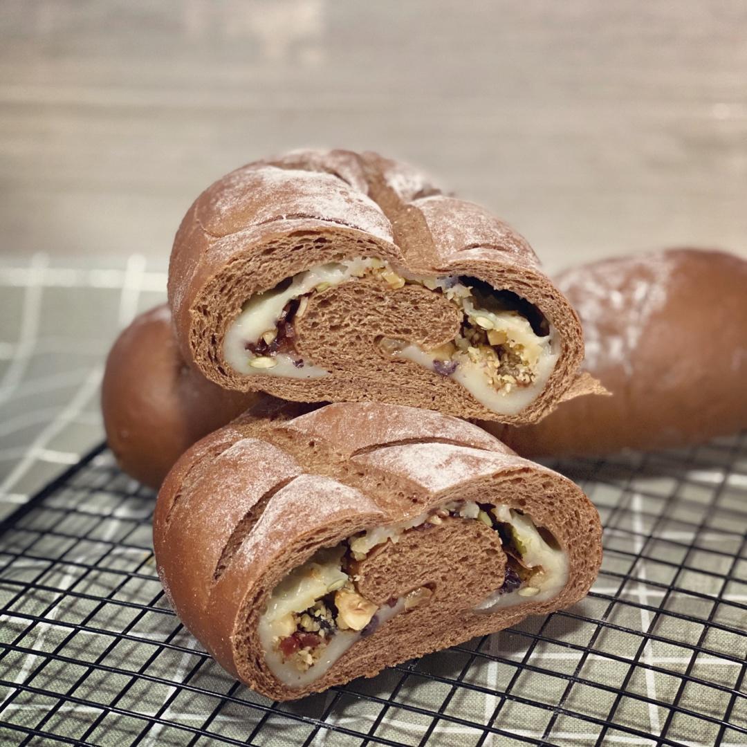 夹心随意百搭的可可麻薯软欧包