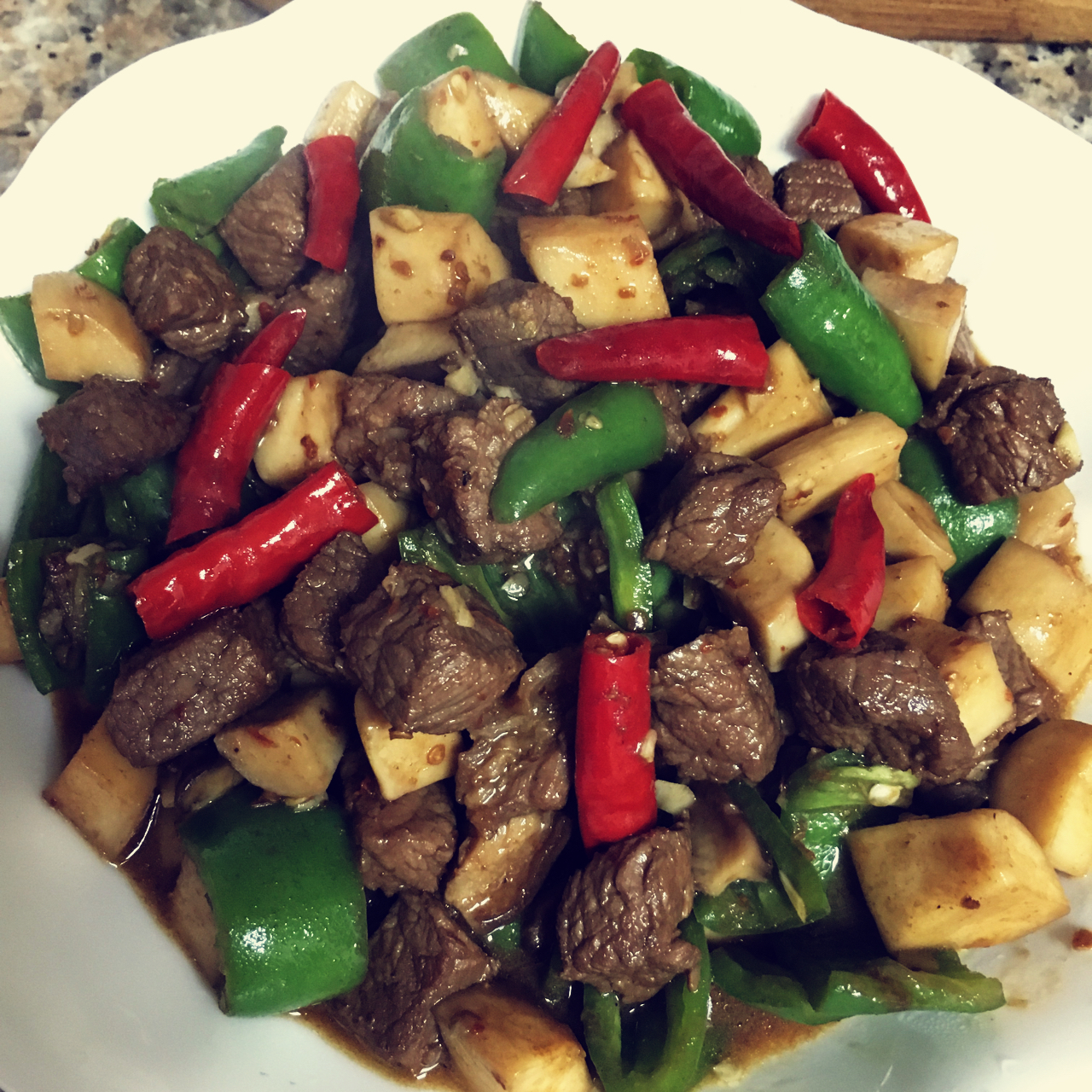 黑椒杏鲍菇牛肉粒