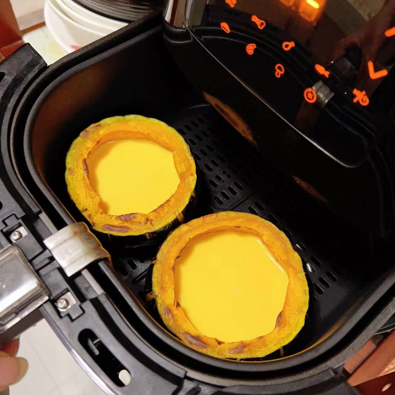 烤🎃贝贝南瓜牛奶鸡蛋布丁(空气炸锅版)低热的做法 步骤6