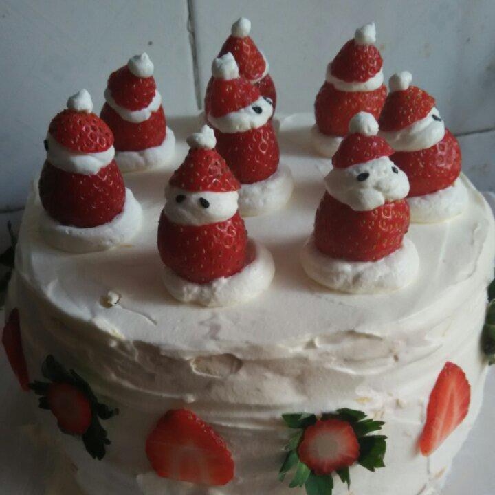 圣诞草莓雪人 红丝绒戚风裸蛋糕