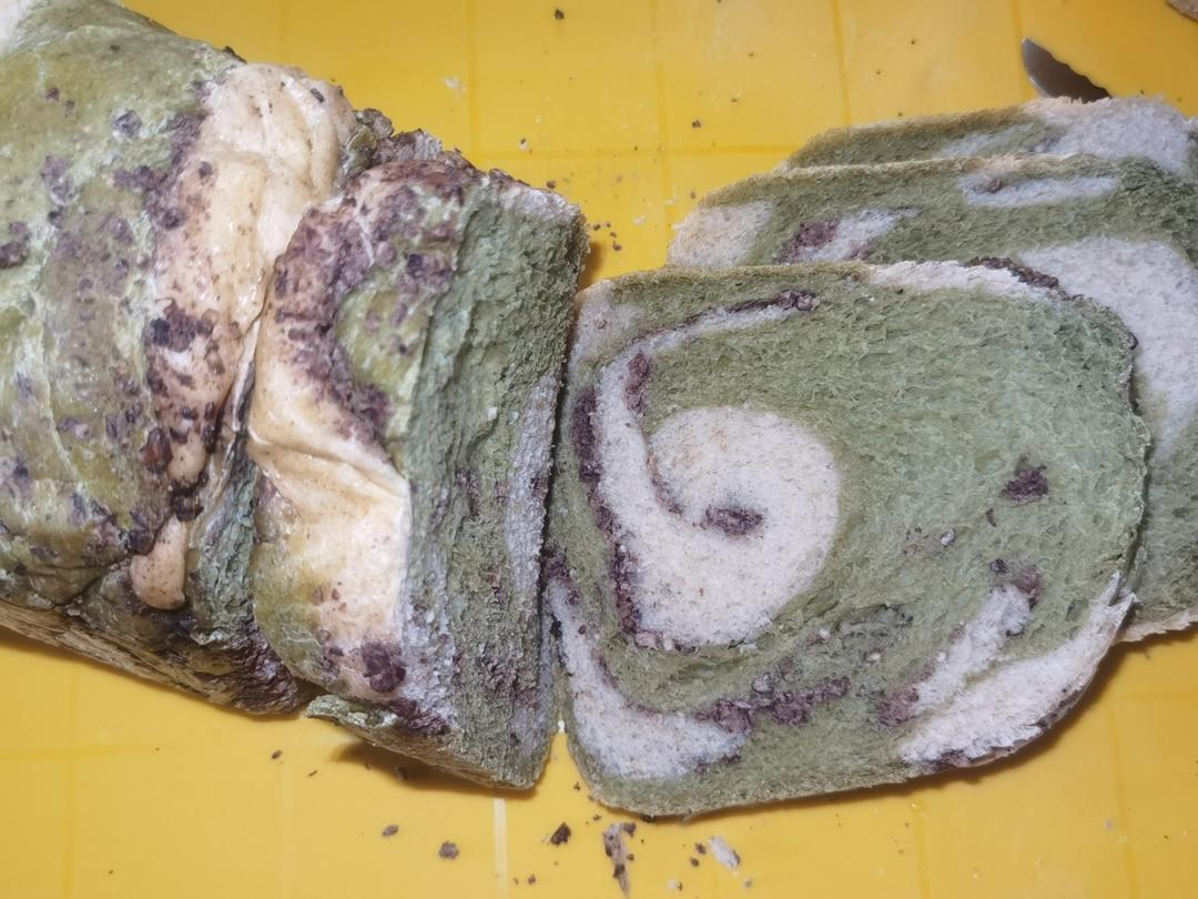 烘培：抹茶红豆全麦吐司（减油减糖版）