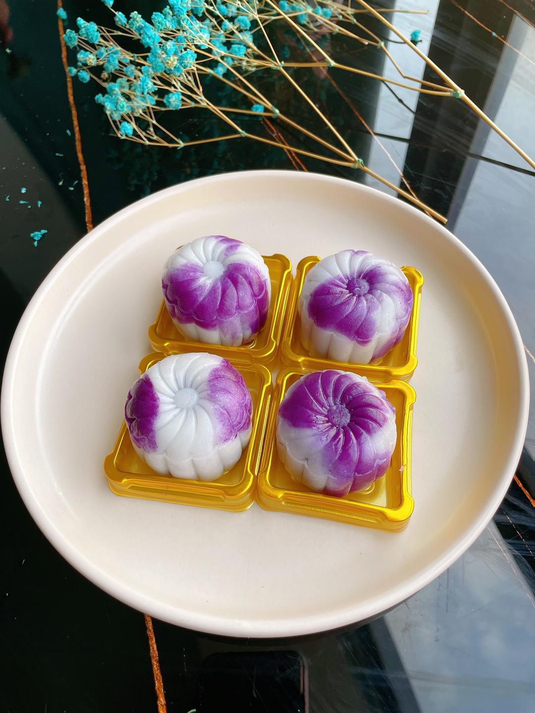 奶香紫薯流心冰皮月饼的做法