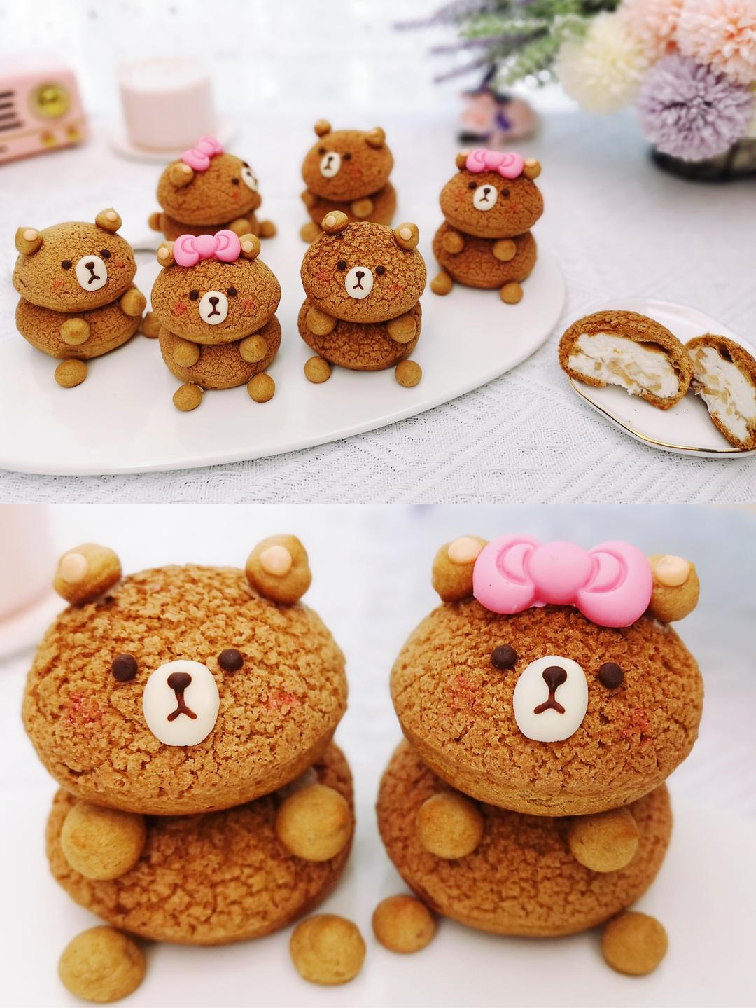 超可爱蜜桃奶油泡芙一口爆浆巨好吃