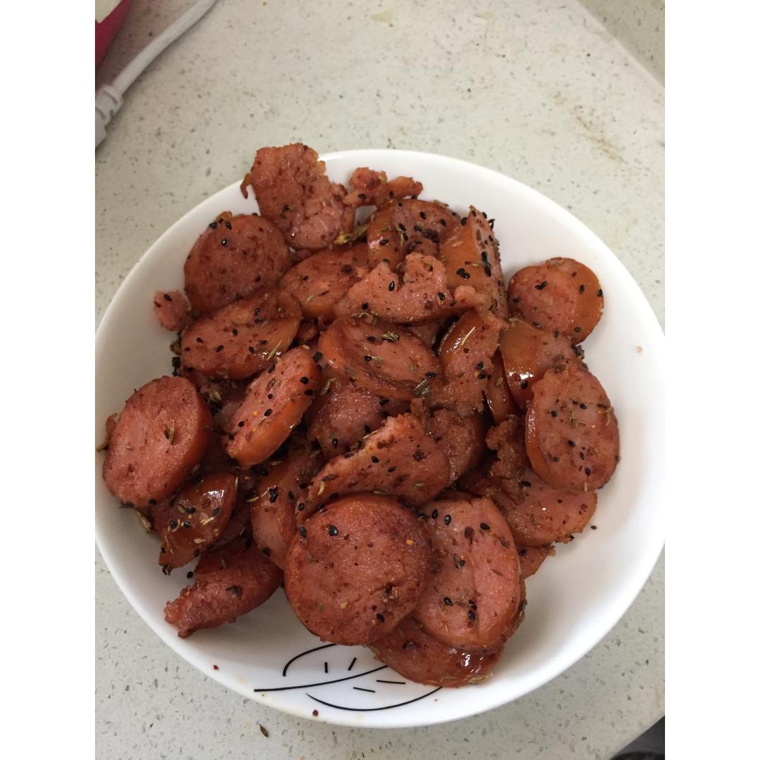 王龙猫做的孜然炒香肠