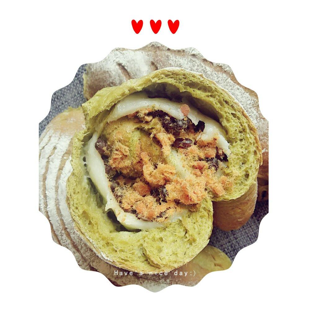 比原麦山丘还好吃的【抹茶麻薯古早味面包】肉松红豆沙