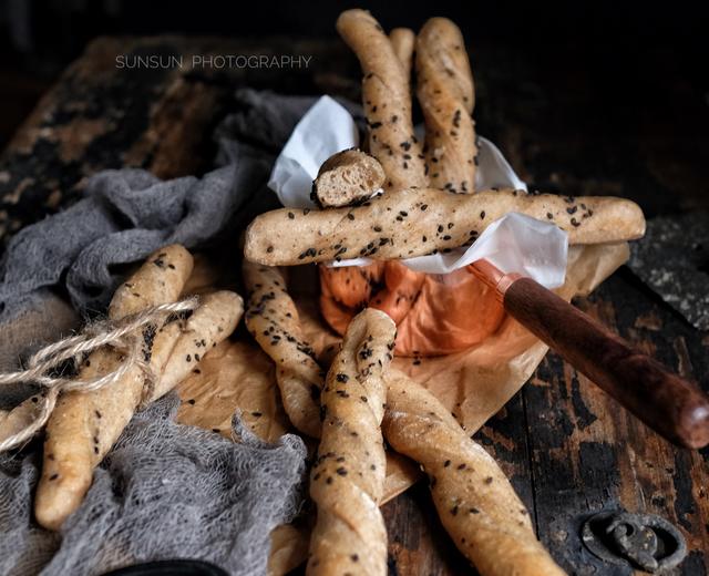 全麦椒盐芝麻咸面包棍——波兰种【健康小食】的做法