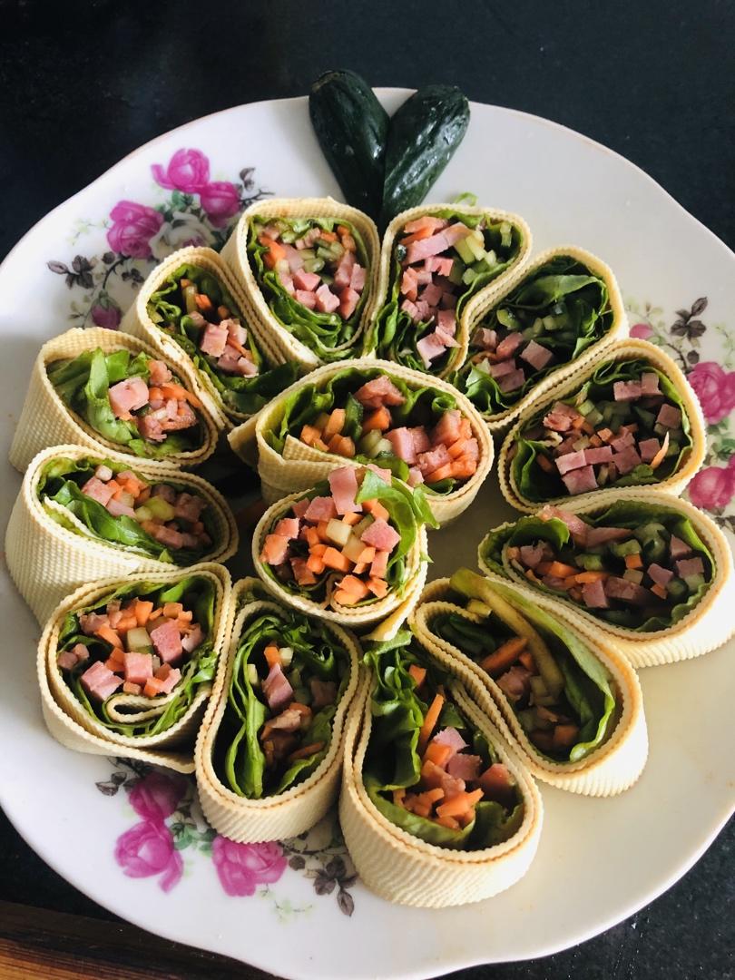种子选手做的豆腐皮卷菜