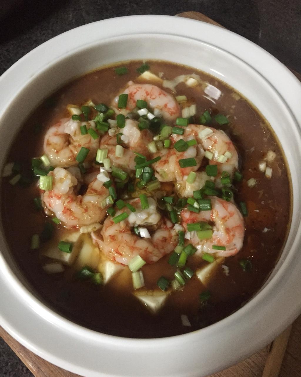 虾仁豆腐蒸水蛋