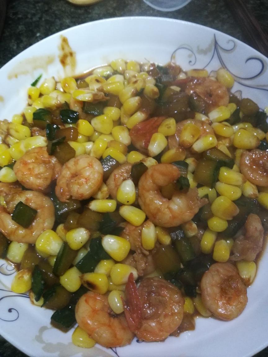 虾仁炒玉米黄瓜