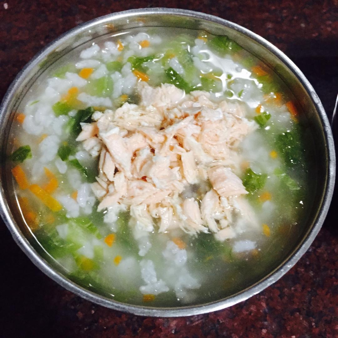 宝宝辅食之菜心三文鱼粥