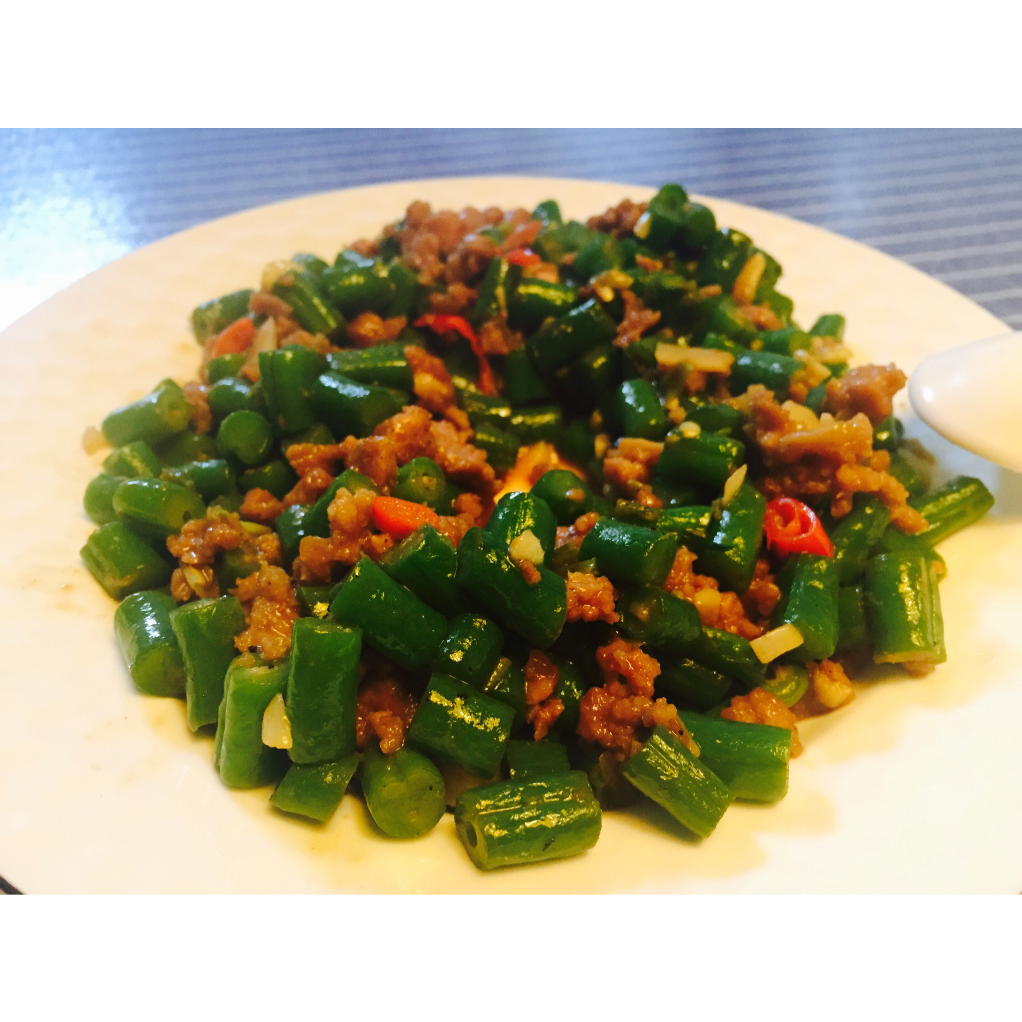 肉沫豆角下饭菜